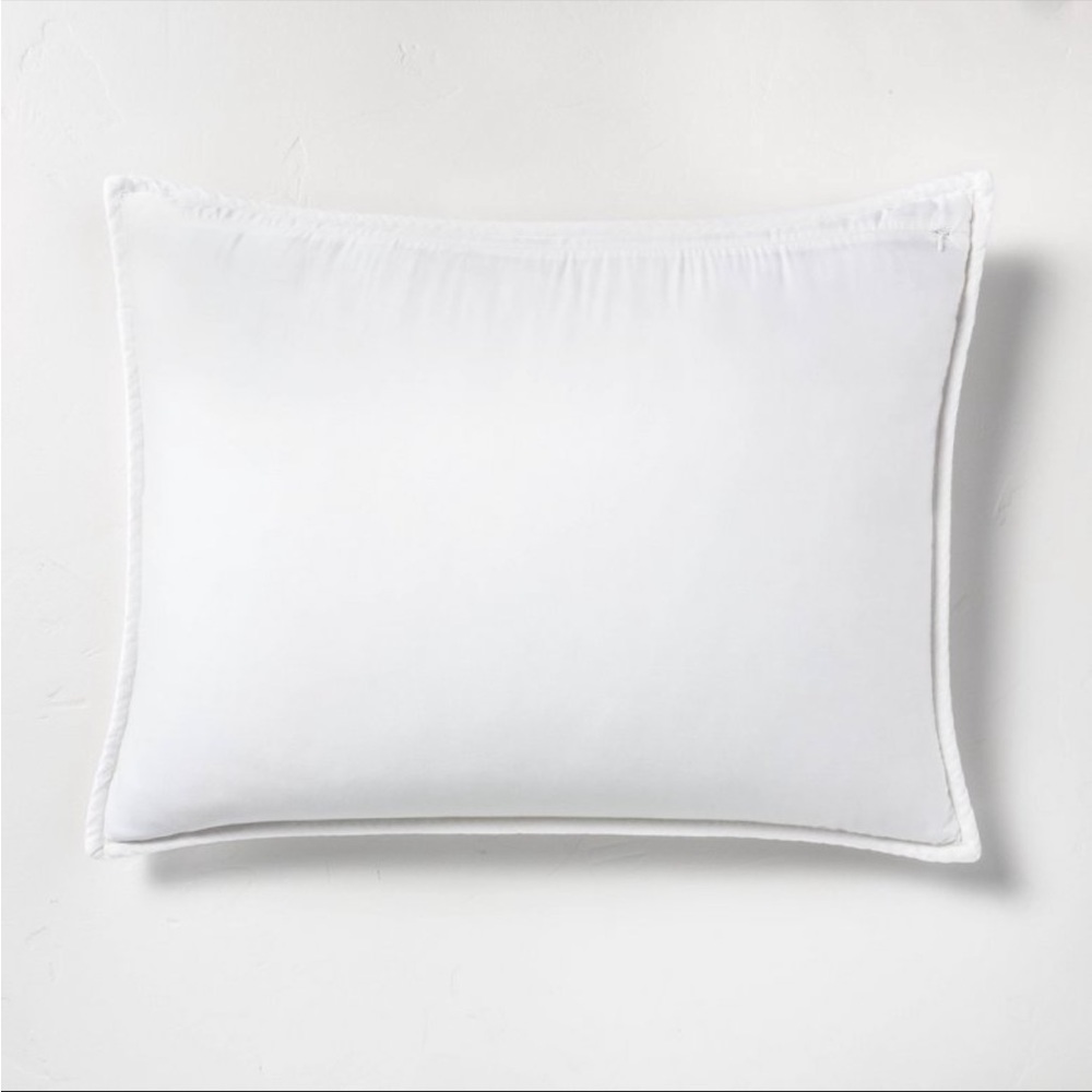 Casaluna Heavyweight Linen Blend Sham Standard White - Picture 3 of 5